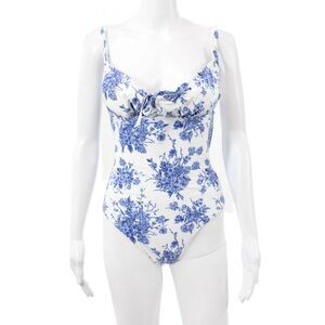 Berlook Women Floral Blue Polyester One Piece Swimwear Size S